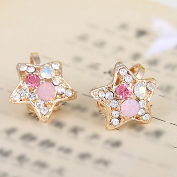 **AEGLE* Gold x Pink Star Fashion Stud Earrings - Picture 4 of 4